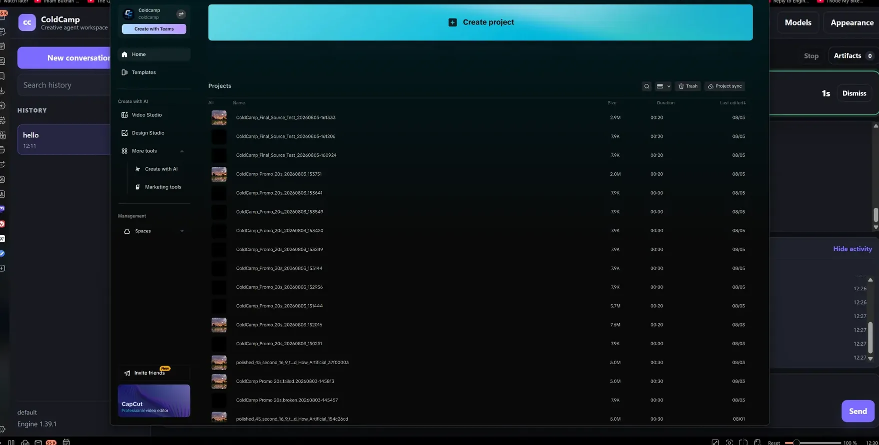 ColdCamp projects list