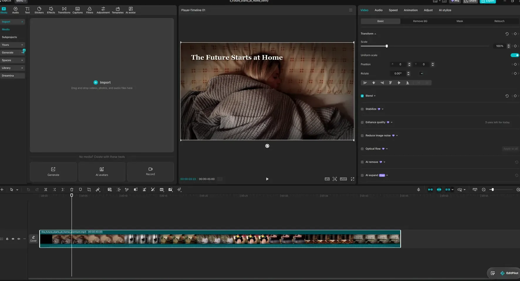 CapCut title frame from the generated production