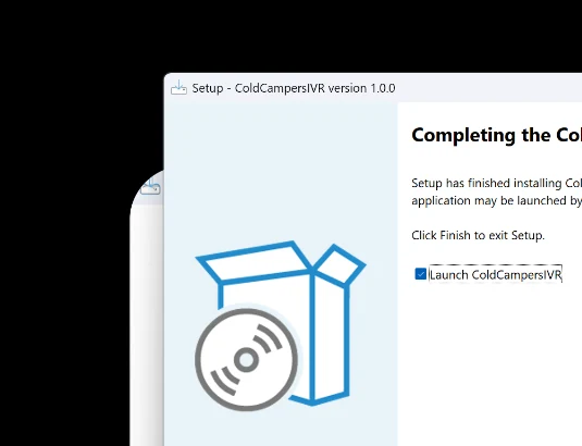 ColdCampersIVR Windows setup completion screen